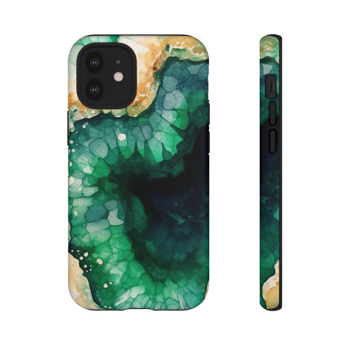 Green Geode in Watercolor - Impact Resistant Phone Case iPhone 12 Mini Matte